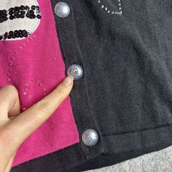 Jack B Quick Ugly Christmas Sweater Womens XL Beaded Ornament Holidays Cardigan - Picture 7 of 8